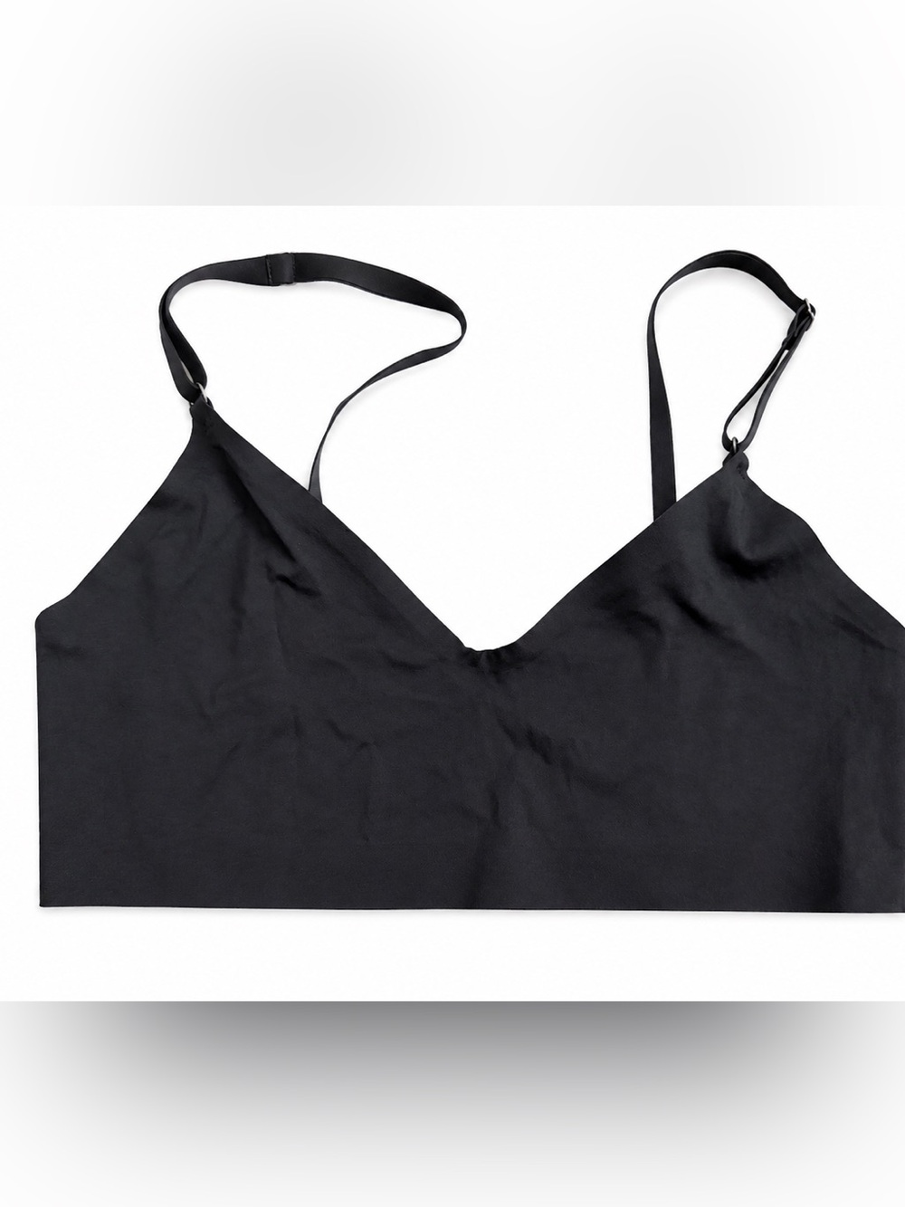 Black Seamless Wireless Bralette Adjustable Strap Lounge Everyday Comfort Bra M - Picture 2 of 5